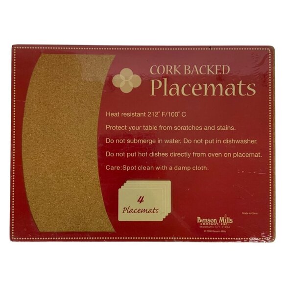 Cork Backed Christmas Placemats Set Of 4 With Heat Resistance By Benson Mills - Picture 2 of 3